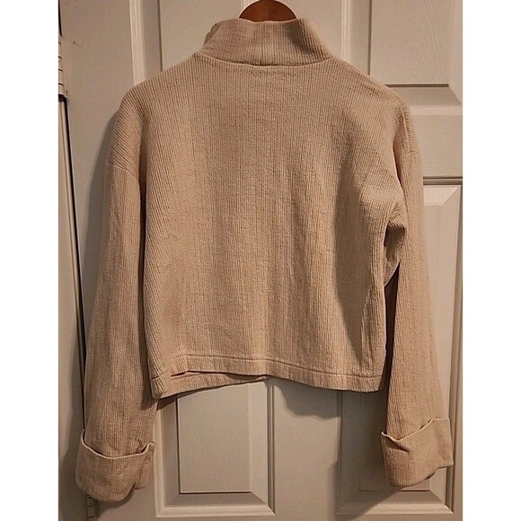 Zara Sweater Womens Small Beige Mock-Neck Long Sleeve Cropped Top - Picture 3 of 8